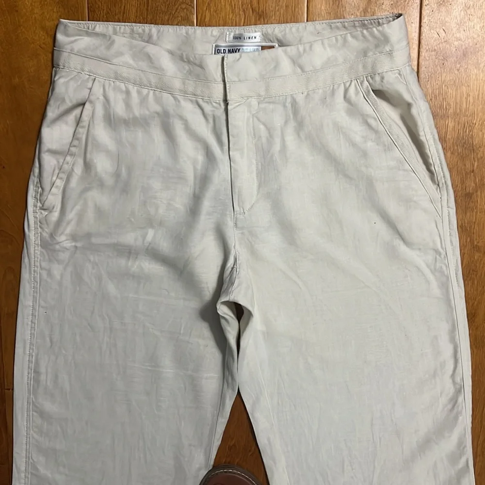 Old Navy Linen Blend Capri Pants Size 6 Cream Cropped Resort Coastal Preppy - Picture 3 of 11